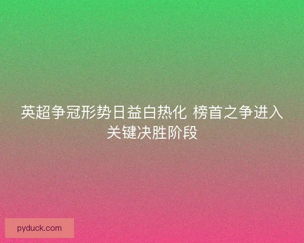 英超争冠形势日益白热化 榜首之争进入关键决胜阶段